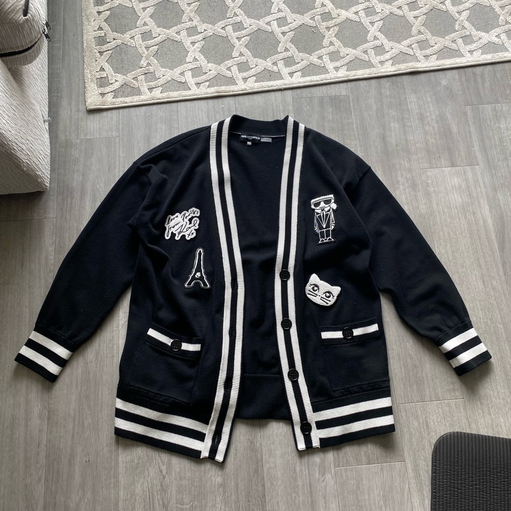 Karl Lagerfeld black and white cardigan size L